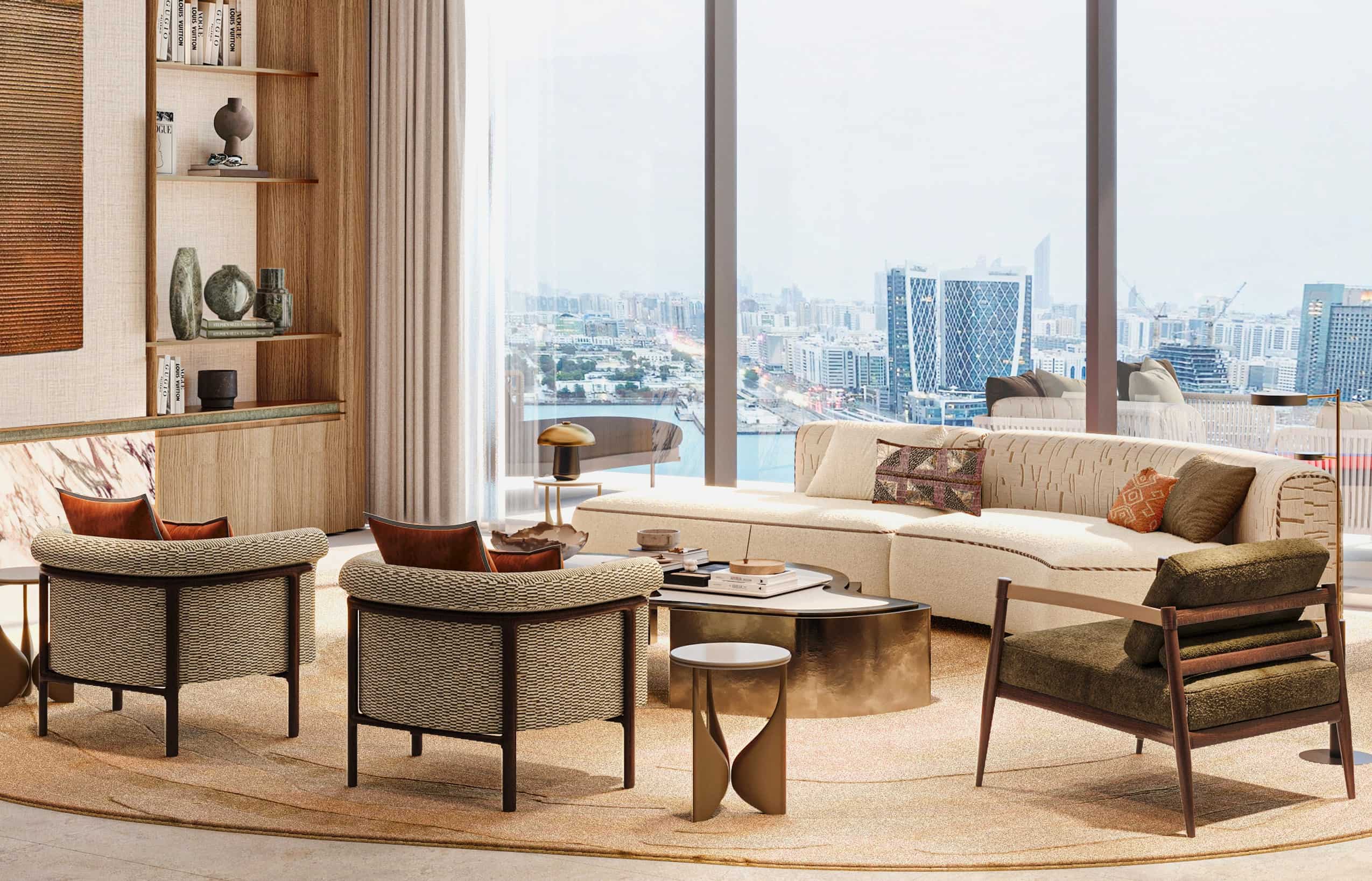 Elegant bedroom interior at Jumeirah Residences with natural light and waterfront views